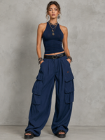Casual & Cozy Cotton Vest and Cargo Pants Two-Piece Set