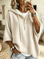 Cozy Oversized Knit Henley Hoodie