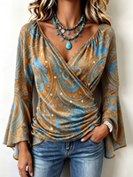 Bohemian Casual Stretch Bell Sleeves Blouse