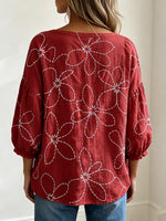 Vintage Floral Print Square Neck Puff Sleeve Blouse