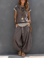 Loose-fit Casual Cotton Hoodie And Pants Two-piece Set
