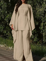 Loose-fit Casual Cotton-linen Blend Top And Trousers Two-piece Set