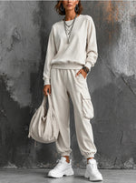 Cozy And Casual Cotton Sweatshirt And Pants Two-piece Set