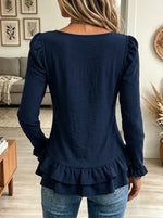 Women's Scoop Neck Ruffle Peplum Top