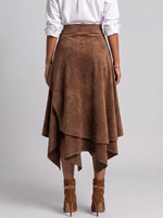 Women's High-waisted Casual Loose Faux Suede Irregular A-line Skirt
