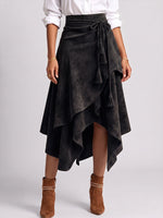 Women's High-waisted Casual Loose Faux Suede Irregular A-line Skirt