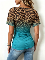 Boho Comfortable Leopard Print Stretch Wrap Top