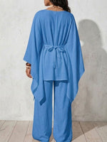 Loose-fit Casual Cotton-linen Blend Top And Trousers Two-piece Set