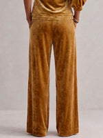 Women's Solid Color High-waisted Casual Loose Velvet Wide-leg Pants