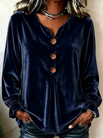 Elegant Soft Velvet Button-down Shirt