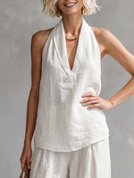 Casual And Cozy Minimalist Linen Two-piece Set