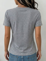 Casual Color-block Denim And Cotton T-shirt