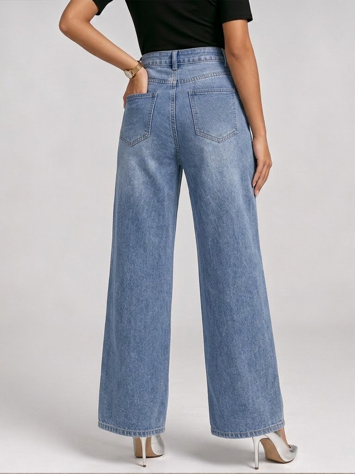 Delicate Casual Hollow-out Embroidered Rhinestone Jeans