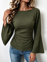 Women's Early Autumn Knitted Bell Sleeve T-Shirt