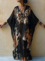 Bohemian Butterfly-print Flowy Maxi Dress