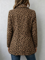 Casual Denim Blazer With Leopard Print Panels