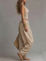 Sexy Boho Halter Top & Wide-leg Pants Two-piece Set