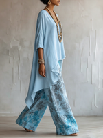 Elegant Artistic Floral Print Two-piece Set
