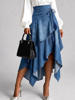Women's High-waisted Casual Loose Irregular A-line Denim Skirt