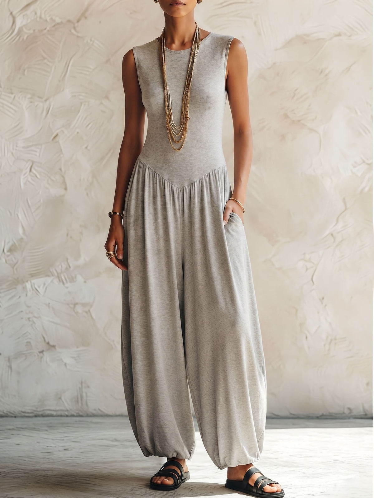 Chic Relaxed Sleeveless Harem Jumpsuit