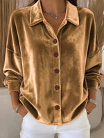 Chic Vintage Velvet Button-up Shirt