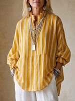 Casual Striped Linen-cotton Shirt