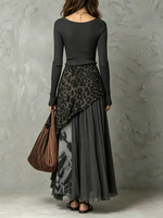 Chic, Fitted, Leopard-print Casual Dress With A Flared Skirt