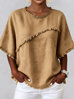 Boho-chic Fringed Cotton And Linen Top