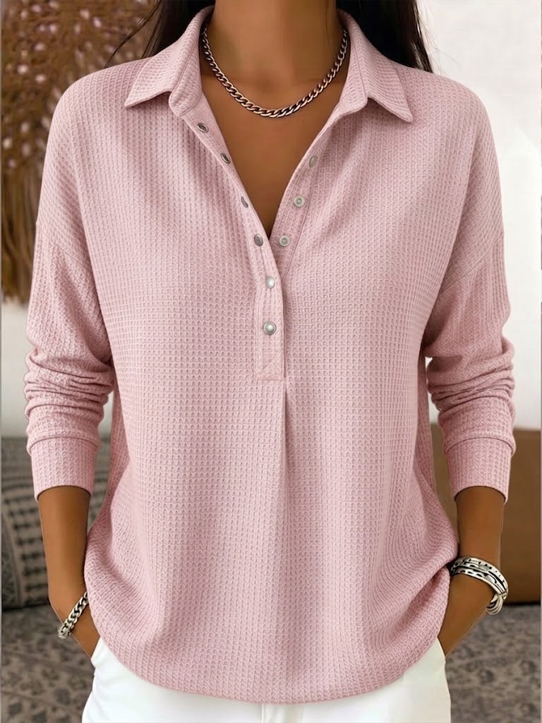 Casual Waffle-knit Cotton Sweatshirt