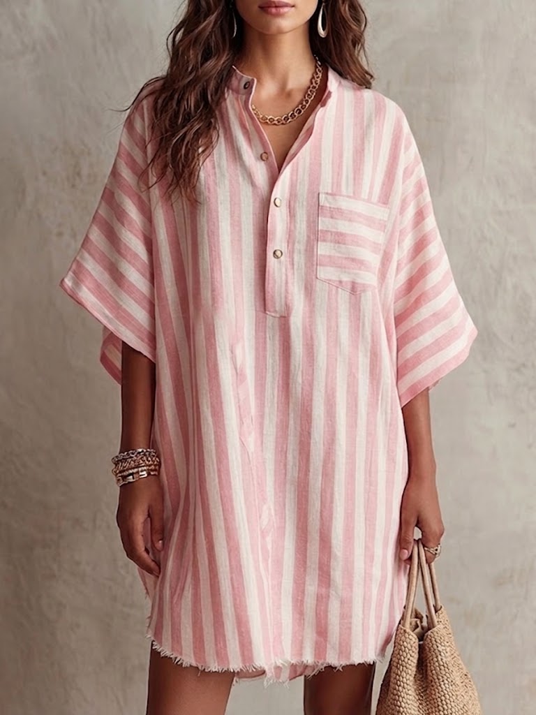 Relaxed-fit Striped Linen-cotton Shirt Dress