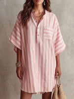 Relaxed-fit Striped Linen-cotton Shirt Dress