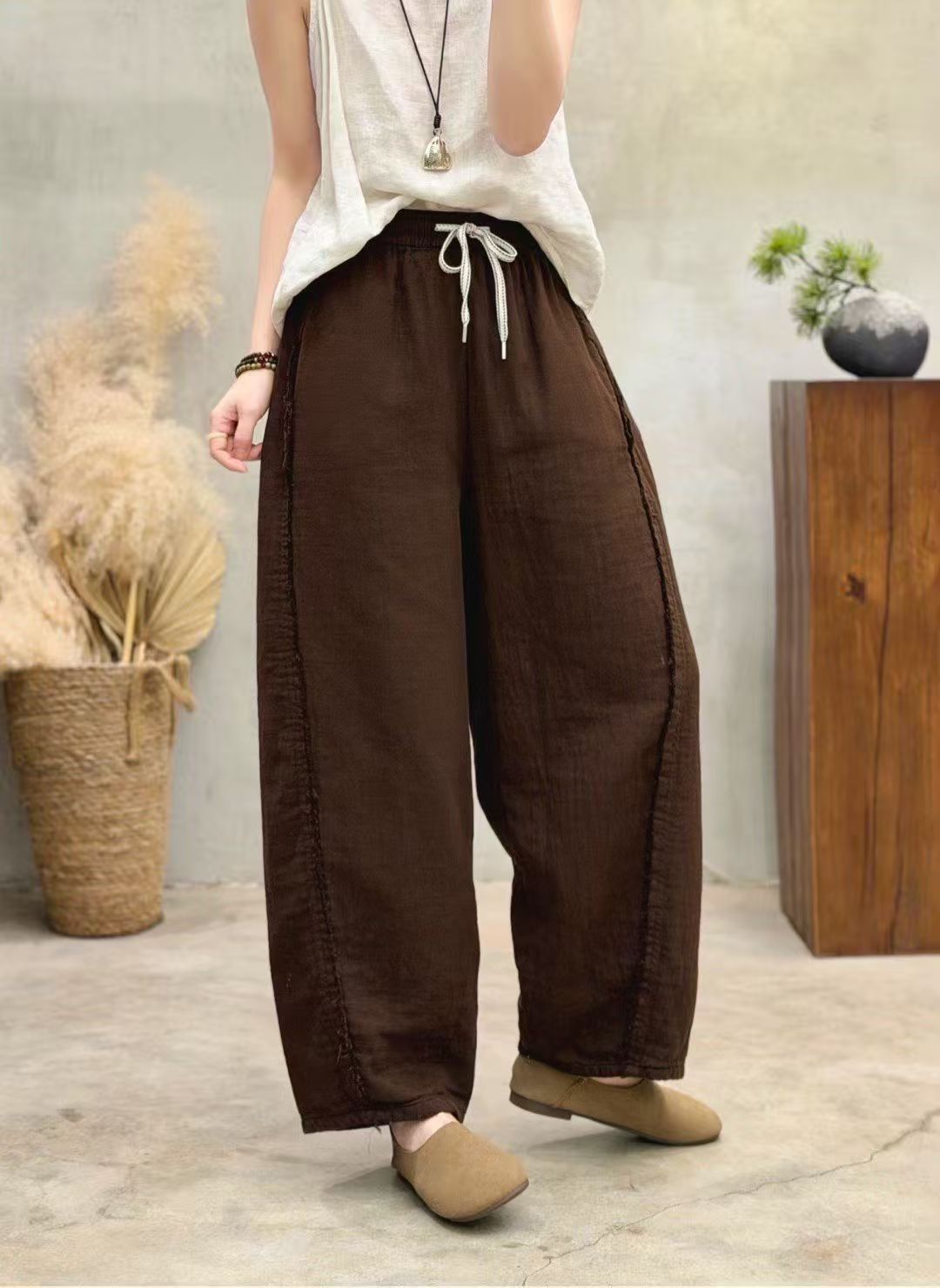 Casual Linen And Cotton Trousers