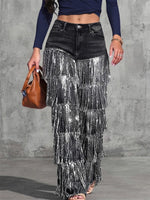 Loose-fit Straight-leg Jeans With Fringe Detail