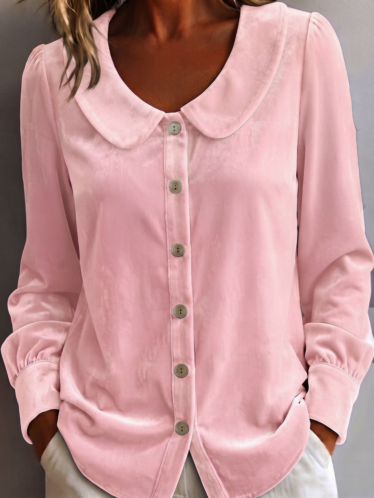 Elegant Retro Peter Pan Collar Velvet Blouse