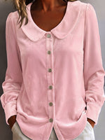 Elegant Retro Peter Pan Collar Velvet Blouse