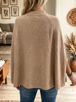 Women's Button Mock Neck Knit Cape Sweater