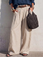 Cozy Casual Linen Cotton Loose Straight Pants