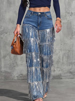Loose-fit Straight-leg Jeans With Fringe Detail