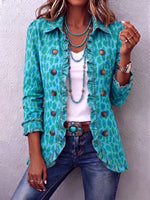 Boho Leopard Print Ruffle Blazer Jacket