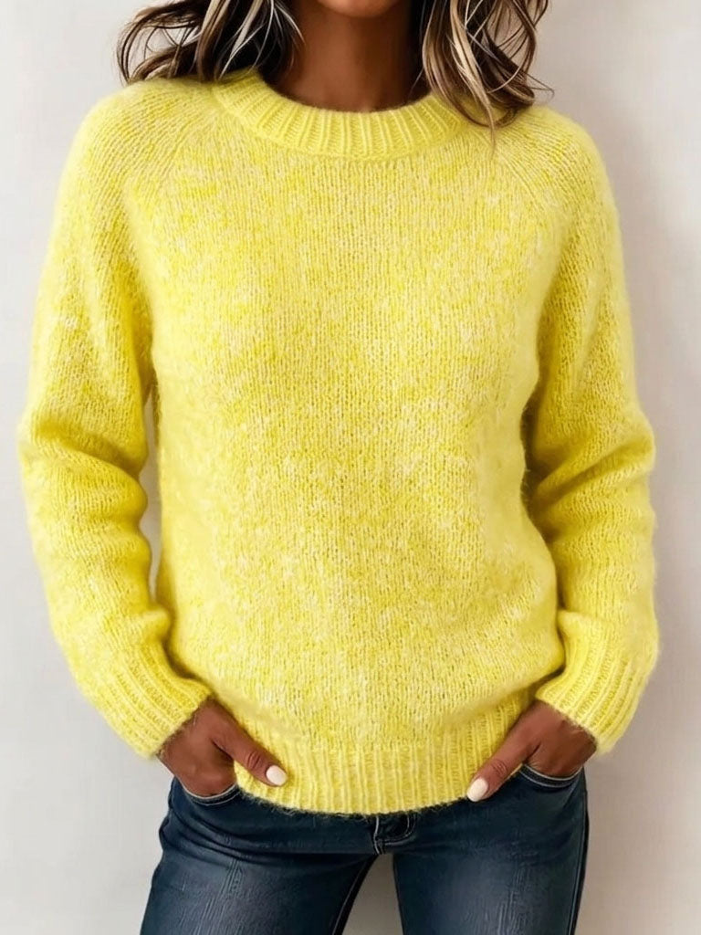 Minimalist Cozy Crew Neck Solid Color Pullover Sweater