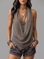 Casual & Sexy Knitted Tank Top Two-piece Set