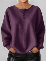 Cozy Casual Henley Collar Waffle Shirt