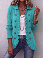 Country Chic Turquoise Ruffled Knit Cardigan