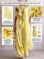 Elegant Artistic Sunflower Print Two-piece Set