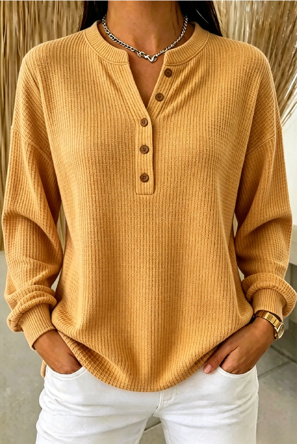 Cozy Casual Knit Henley Top
