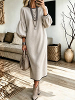 Women's Oatmeal Loose Knit Dress