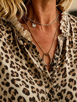 Women's Boho Gradient Leopard Print Blouse