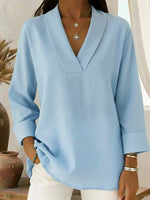 Vintage And Elegant Shawl Collar Linen Shirt