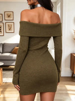 Vintage Chic Off-shoulder Art Casual Stylish Long Sleeve Knitted Short Dress
