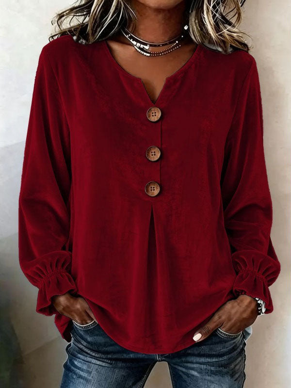 Elegant Soft Velvet Button-down Shirt